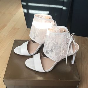 Audrey Brooke blush suede heels